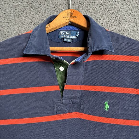 Polo Ralph Lauren Mens Large Striped Short Sleeve Rugby Arm Gussets Y2K Preppy - Picture 2 of 14